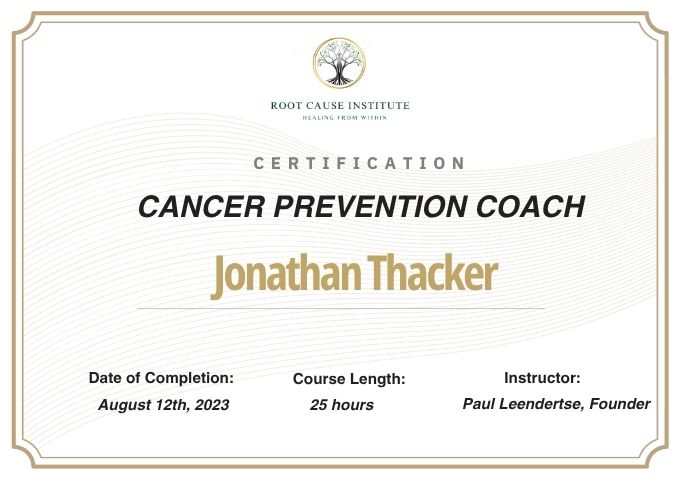 Cancer Prevention Coach Certification of Qualification